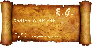 Radics Győző névjegykártya